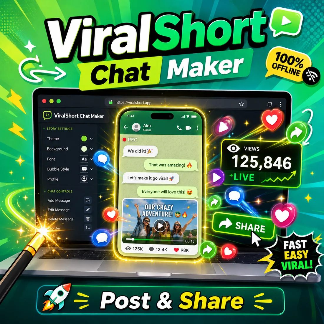 Preview and share a chat short made with ViralShort Chat Maker